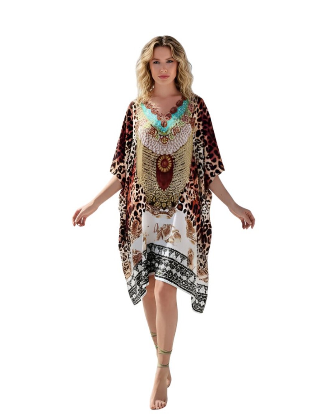 Multi Color Leopard Print Tunic | Plus Size Animal Print Resort Wear Woman dress